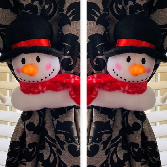 Christmas Home Décor Snowmen Windows Curtain Buckle Holder Fastener Tieback 2pc - Picture 4 of 8